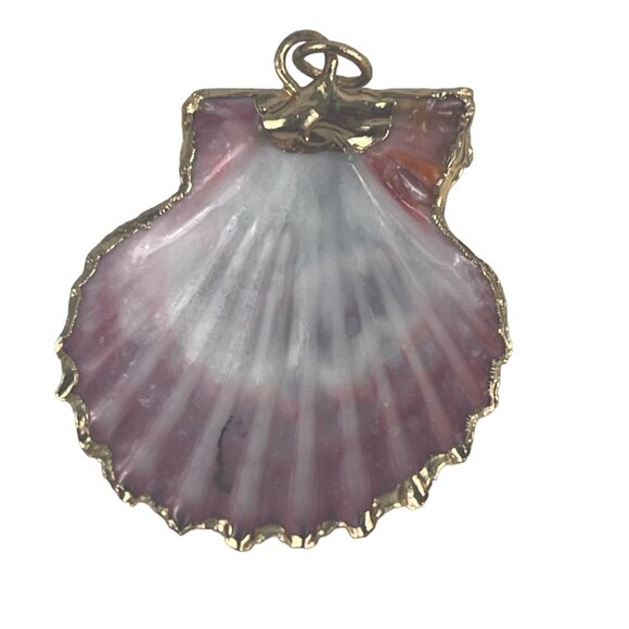 Gold-Edged Natural Shell Pendant Charm Real Seashell, Pallium Pectin shell Gold - Picture 3 of 6